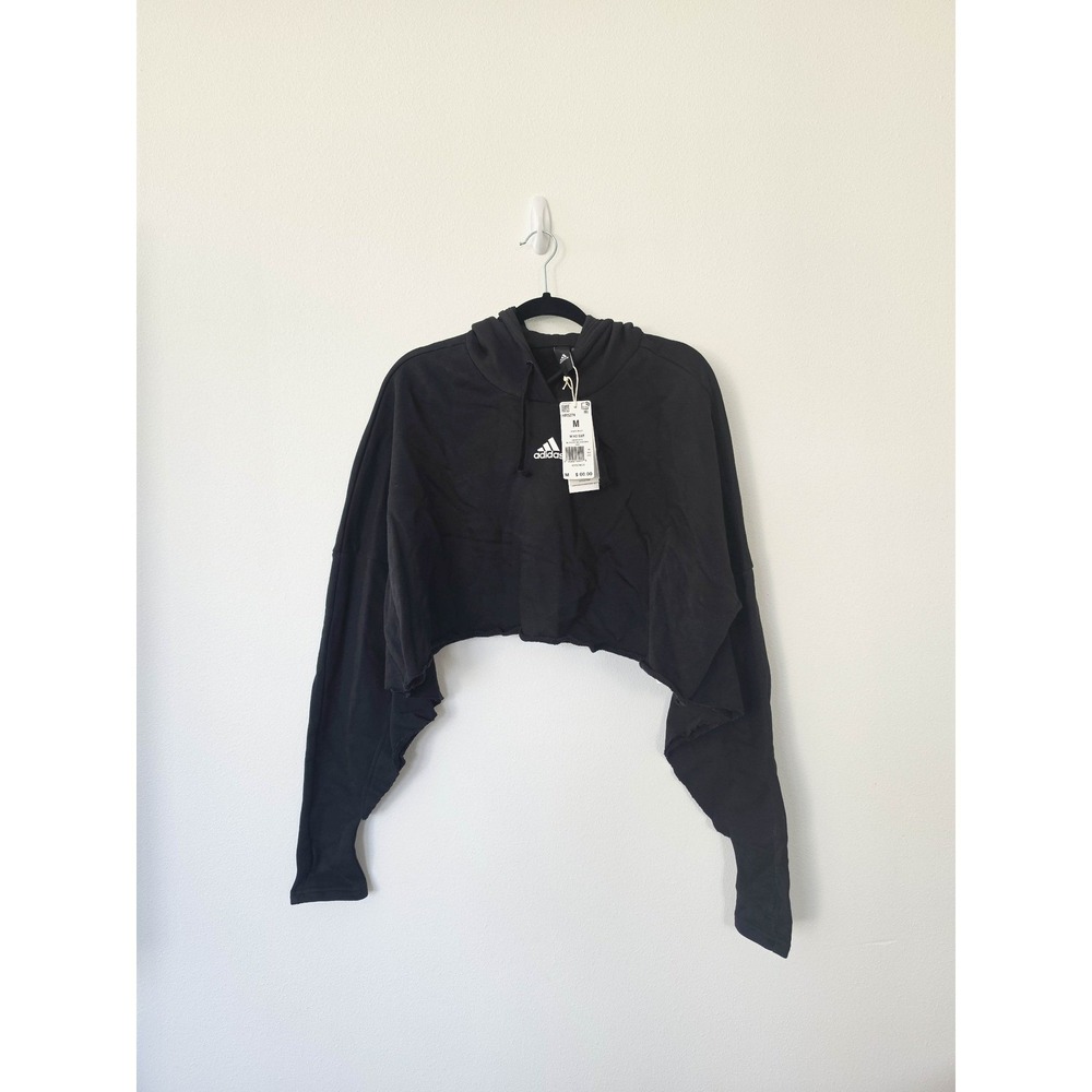 Adidas Collective Power Cropped Hoodie Black Womens Medium NWT